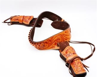 Leather Double Holster Gunbelt
