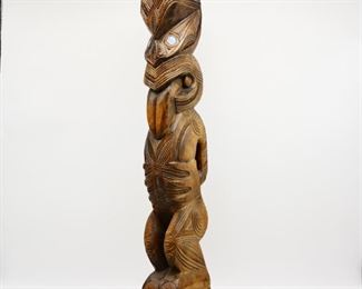 Large Vintage Tekoteko Maori Wooden Tiki
