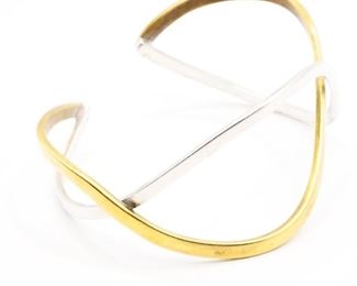 Sterling Silver Two-Tone Cuff Bracelet
