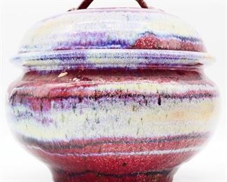 Colorful Stoneware Pot with Lid