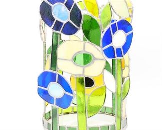 Large Stained Glass Flowers Candle Shade