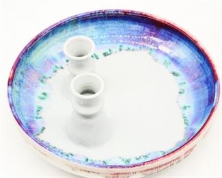 Unique Stoneware Plate Candle Holder
