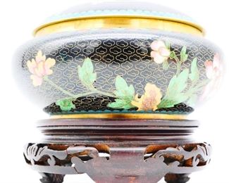 Brass Cloisonne Container w/Lid