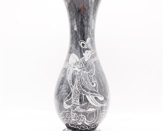 Etched Gray Marble Vase