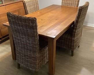 Dining Table With Woven Rattan Chairs