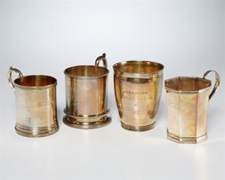 (4) antique American coin silver cups