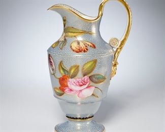 Large antique Worcester porcelain pitcher