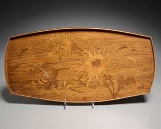 Emile Galle Art Nouveau marquetry tray