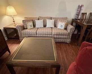 Sofa, Coffee Table, End Table, Lamp