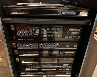 Sanyo Stereo System & Cabinet - Sold Together