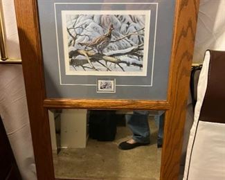 Mirror w/The Ruffed Grouse Society Conservation Stamp 1984,