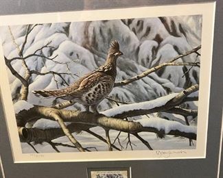 Mirror w/The Ruffed Grouse Society Conservation Stamp 1984,