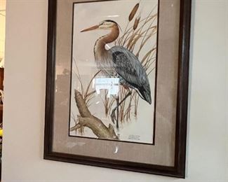 “Great Blue Heron” by Nancy Shumaker Pallan (1985 – signed & numbered 53/240),