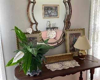Antique table & mirror