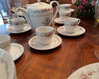 Mikasa china set w/coffee pot & Demi cups & saucers