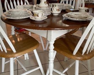 Kitchen table & 4 chairs, Vernonware dishes by Metlox