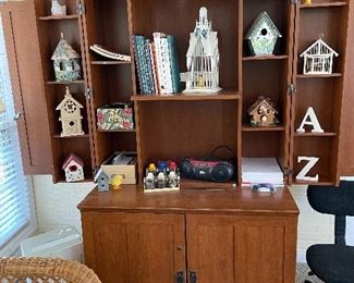 Storage/desk cabinet, birdhouses 