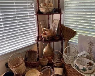Corner shelf & lots of baskets