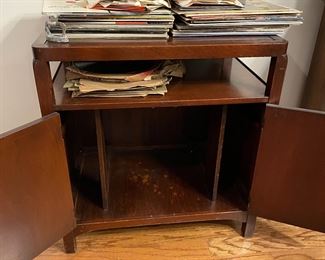 Record cabinet, LP's, & 45's
