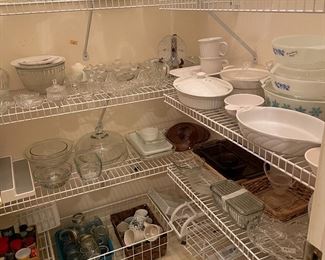 Lots of pressed glass, Pyrex, Fire King, & Corningware