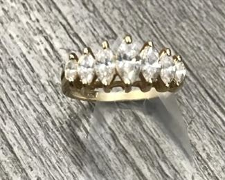 14k yellow gold clear glass stone dome ring size 5.5 3 59 grams $300