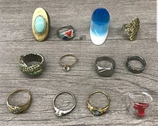 Costume jewelry lot colorful rings $3 to $10 each