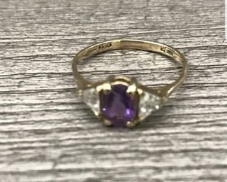 10k yellow gold purple amethyst size 6.5 1.62 grams $125