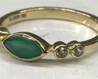 925 sterling silver vermeil green emerald white topaz size 10.25 2.1 grams $35