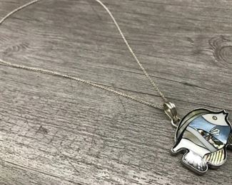 925 sterling silver shell angel fish necklace 8.9 grams $60