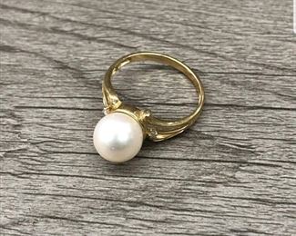 14k yellow gold pale pink pearl ring size 8.5 3.21 grams $300