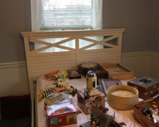 Pretty white full bed and mattresses