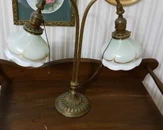 Antique Quoizel feathered shade Double Lamp. New wiring ...