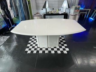 Post modern vintage white lacquer table plus insert