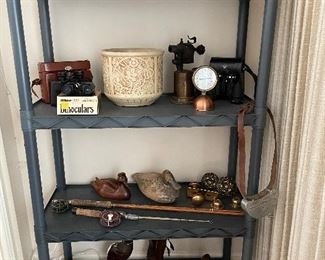 2 Maigon Daga Whale on Stone and Bear on Stone, Duck Decoys, Weller "Clinton" Ivory Planter