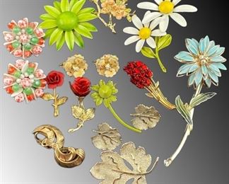 Vintage enamel brooches and more