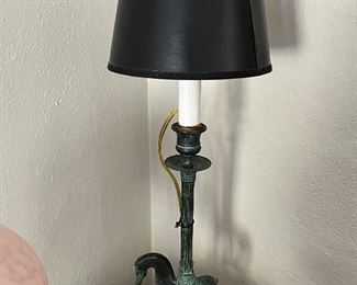 Patinated bronze figural lamp