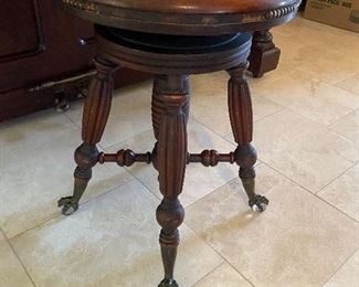 Original Piano Stool with 1890's Decker Brothers New York Upright Grand Piano