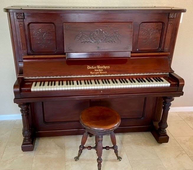 Beautiful 1890's Decker Brothers New York Upright Grand Piano. Well cared for. Will need to be tuned. *ACCEPTING BEST OFFER*