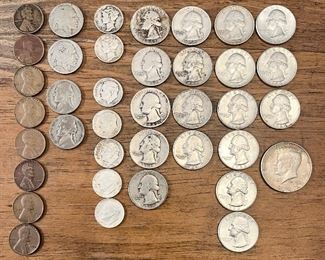 Wheat Pennies and Silver Coins - Will be sold all together