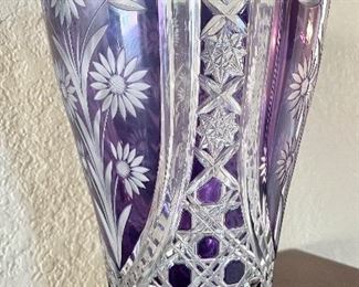 Stunning Cut-to-Clear Purple Vase - HEAVY!