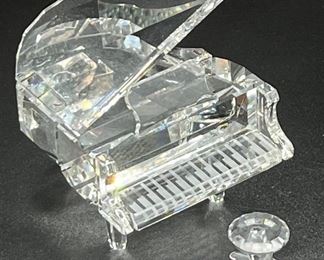 Retired Swavarovski Crystal Grand Piano w/Stool