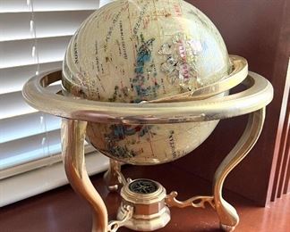 Beautiful Mother of Pearl Globe with Compass and  Stand $75