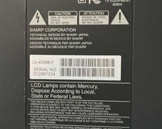 40" Sharp Aquos LC-40D68UT LCD TV - This is not a Smart TV.  $150