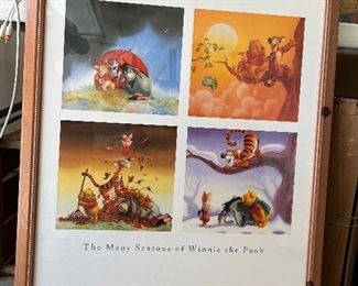 Vintage 24x36 "The Seasons of Winnie the Pooh" Framed Poster 