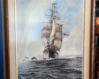 1985 "Elissa - Running Free" Signed and Numbered Print 524/750 by A. N. Blackman - missing glass on frame