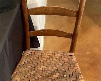 Antique Ladderback Reed Bottom Chair