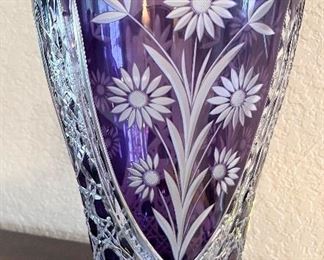 Stunning Cut-to-Clear Purple Vase - HEAVY!