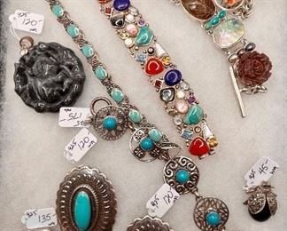 Sterling Turquoise and Coral Jewelry