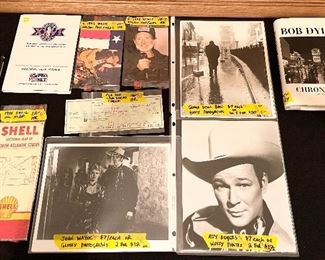 Roy Rogers, James Dean, Willie Nelson and John Wayne Movie Lobby Cards, Old Shell Gas Station Map, SuperBowl XXVI Collector's Edition Card Set and Bob Dylan Book