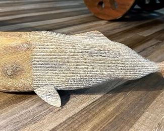 Large, Wooden Moby Dick Whale Carving $60